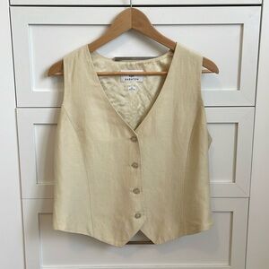 Aritzia Babaton Dinero Vest - Cream Linen